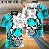BlueJose Bowling And Pins Skull Fire Fun Customized Name, Team Name 3D Shirt (4 Colors)