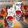 BlueJose Bowling And Pins Skull Fire Fun Customized Name, Team Name 3D Shirt (4 Colors)