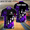 BlueJose Bowling And Pins Strike Design Flaming Ball Customized Name, Team Name 3D Shirt (4 Colors)