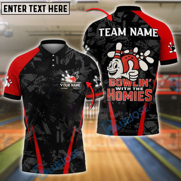 BlueJose Bowling And Pins Funny Slogan Team Uniform Style Customized Name, Team Name 3D Shirt (4 Colors)