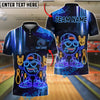 BlueJose Bowling Neon Cartoon Ball Cyber Glow Customized Name, Team Name 3D Shirt (4 Colors)