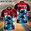 BlueJose Bowling And Pins Astronaut Neon Middle Finger Customized Name, Team Name 3D Shirt (4 Colors)