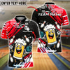 BlueJose Bowling And Pins Happy Beer Mug Dancing Pose Customized Name, Team Name 3D Shirt (4 Colors)