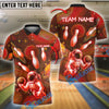 BlueJose Bowling And Pins Space Astronaut Neon Galaxy Customized Name, Team Name 3D Shirt (4 Colors)