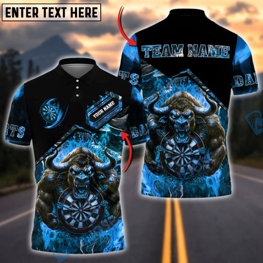BlueJose Darts Fire Bull Arena Customized Name, Team Name 3D Shirt (4 Colors)