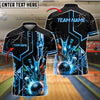BlueJose Bowling And Pins Strike Explosion Lightning Customized Name, Team Name 3D Shirt (4 Colors)