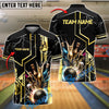 BlueJose Bowling And Pins Strike Explosion Lightning Customized Name, Team Name 3D Shirt (4 Colors)