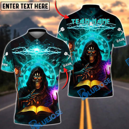 BlueJose Darts Wizard Green Lightning Book Customized Name, Team Name 3D Shirt (4 Colors)