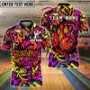 BlueJose Bowling And Pins Neon Graffiti Splash Customized Name, Team Name 3D Shirt (4 Colors)