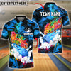 BlueJose Bowling And Pins Strike Squad Lightning Pop Customized Name, Team Name 3D Shirt (4 Colors)