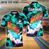 BlueJose Bowling And Pins Strike Squad Lightning Pop Customized Name, Team Name 3D Shirt (4 Colors)