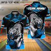 BlueJose Bowling And Pins White Tiger Fury Customized Name, Team Name 3D Shirt (4 Colors)