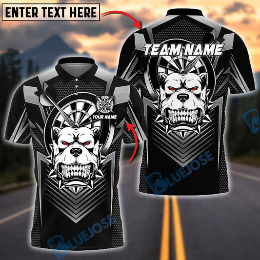 BlueJose Darts Pitbull Design Line Black Style Customized Name, Team Name 3D Shirt (4 Colors)