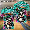 BlueJose Bowling & Pins Street Life Panda Graffiti Neon Flash Customized Name, Team Name 3D Shirt (4 Colors)