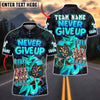 BlueJose Darts Never Give Up Graffiti Style Personalized Name, Team Name Unisex Shirt (4 Colors)