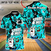 BlueJose Bowling Spare Me Cartoon Fire Burst  Customized Name, Team Name 3D Shirt (4 Colors)