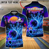 BlueJose Bowling And Pins Retro Neon Sunset City Customized Name, Team Name 3D Shirt (4 Colors)