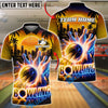 BlueJose Bowling And Pins Retro Neon Sunset City Customized Name, Team Name 3D Shirt (4 Colors)