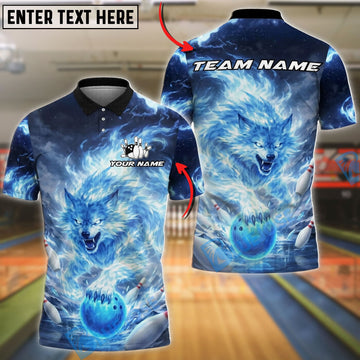 BlueJose Bowling And Pins Wolf Spirit Power Customized Name, Team Name 3D Shirt (4 Colors)