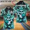 BlueJose Bowling And Pins Neon Cool Panda Customized Name, Team Name 3D Shirt (4 Colors)