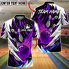 BlueJose Bowling And Pins Flaming Strike Lightning Silver Customized Name, Team Name 3D Shirt (4 Colors)