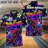 BlueJose Bowling And Pins Monkey Neon Customized Name, Team Name 3D Shirt (4 Colors)