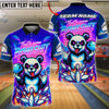 BlueJose Bowling And Pins Panda Neon Synthwave Bowshit Customized Name, Team Name 3D Shirt (4 Colors)