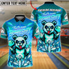 BlueJose Bowling And Pins Panda Neon Synthwave Bowshit Customized Name, Team Name 3D Shirt (4 Colors)