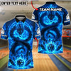 BlueJose Bowling And Pins Dragon Flame Power Customized Name, Team Name 3D Shirt (4 Colors)