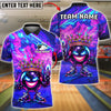 BlueJose Bowling And Pins Neon Crowned Ball Customized Name, Team Name 3D Shirt (4 Colors)