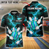 BlueJose Bowling And Pins Galaxy Thunder Lightning Pattern Customized Name, Team Name 3D Shirt (4 Colors)