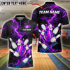BlueJose Bowling And Pins Galaxy Thunder Lightning Pattern Customized Name, Team Name 3D Shirt (4 Colors)