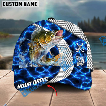 BlueJose Fishing Electric Water Hexagon Personalized Name Classic 3D Cap Personalized Cap (13 Breeds)