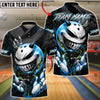 BlueJose Bowling & Pins Menacing Ball Face Green Horror Theme Customized Name, Team Name 3D Shirt (4 Colors)