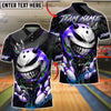 BlueJose Bowling & Pins Menacing Ball Face Green Horror Theme Customized Name, Team Name 3D Shirt (4 Colors)