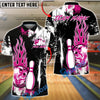 BlueJose Bowling & Pins Power Flame Splash Customized Name, Team Name 3D Shirt (4 Colors)