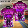 BlueJose Bowling And Pins Cartoon Game Vibe Strike Pose Customized Name, Team Name 3D Shirt (4 Colors)