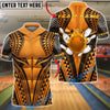 BlueJose Bowling & Pins Tribal Warrior Muscle Armor Pattern Customized Name, Team Name 3D Shirt (6 Colors)