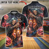 BlueJose Bowling & Pins Grim Reaper Skull Flame Dark Fantasy Customized Name, Team Name 3D Shirt (4 Colors)