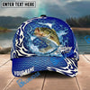 BlueJose Fishing Scale Pattern Ocean Wave Style Personalized Name Classic 3D Cap Personalized Cap (13 Breeds)