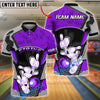 BlueJose Bowling And Pins Metal Pattern Customized Name, Team Name 3D Shirt (4 Colors)