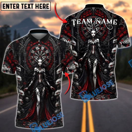 BlueJose Darts Gothic Vampire Queen Dartboard Personalized Name, Team Name Unisex Shirt (4 Colors)