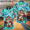 BlueJose Bowling & Pins Graffiti Monkey Urban Street Style Customized Name, Team Name 3D Shirt (4 Colors)