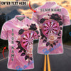 BlueJose Darts Elegant Floral Dartboard Pearl Gradient Design Personalized Name, Team Name Unisex Shirt (4 Colors)