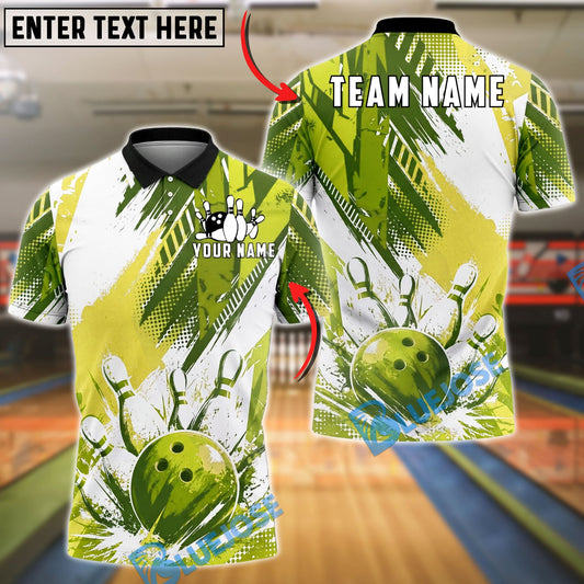 BlueJose Bowling And Pins Splash Grunge Customized Name, Team Name 3D Shirt (6 Colors)