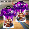 BlueJose Bowling & Pins Monkey Angry Cartoon Strike Customized Name, Team Name 3D Shirt (4 Colors)