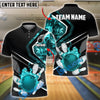 BlueJose Bowling And Pins Flame Pattern Customized Name, Team Name 3D Shirt (4 Colors)