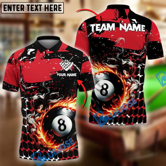 BlueJose Billiards Ball 8 Grunge And Abstract Pattern Personalized Name, Team Name Unisex Shirt (4 Colors)