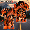 BlueJose Darts Golden Plate Flame Dartboard Personalized Name, Team Name Unisex Shirt (6 Colors)