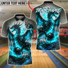 BlueJose Bowling & Pins Flaming Dragon Power Strike Design Customized Name, Team Name 3D Shirt (4 Colors)